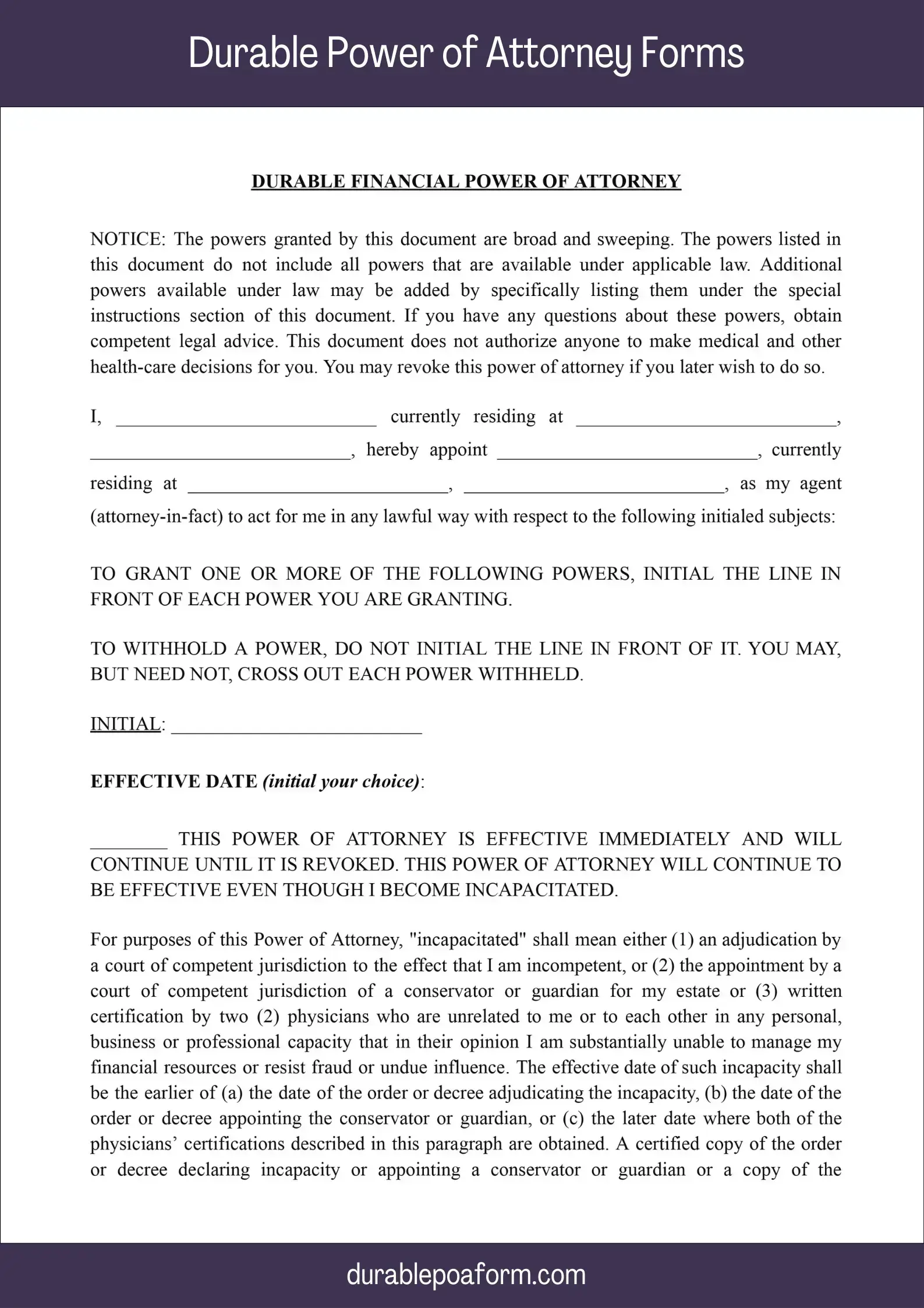 Durable Power of Attorney